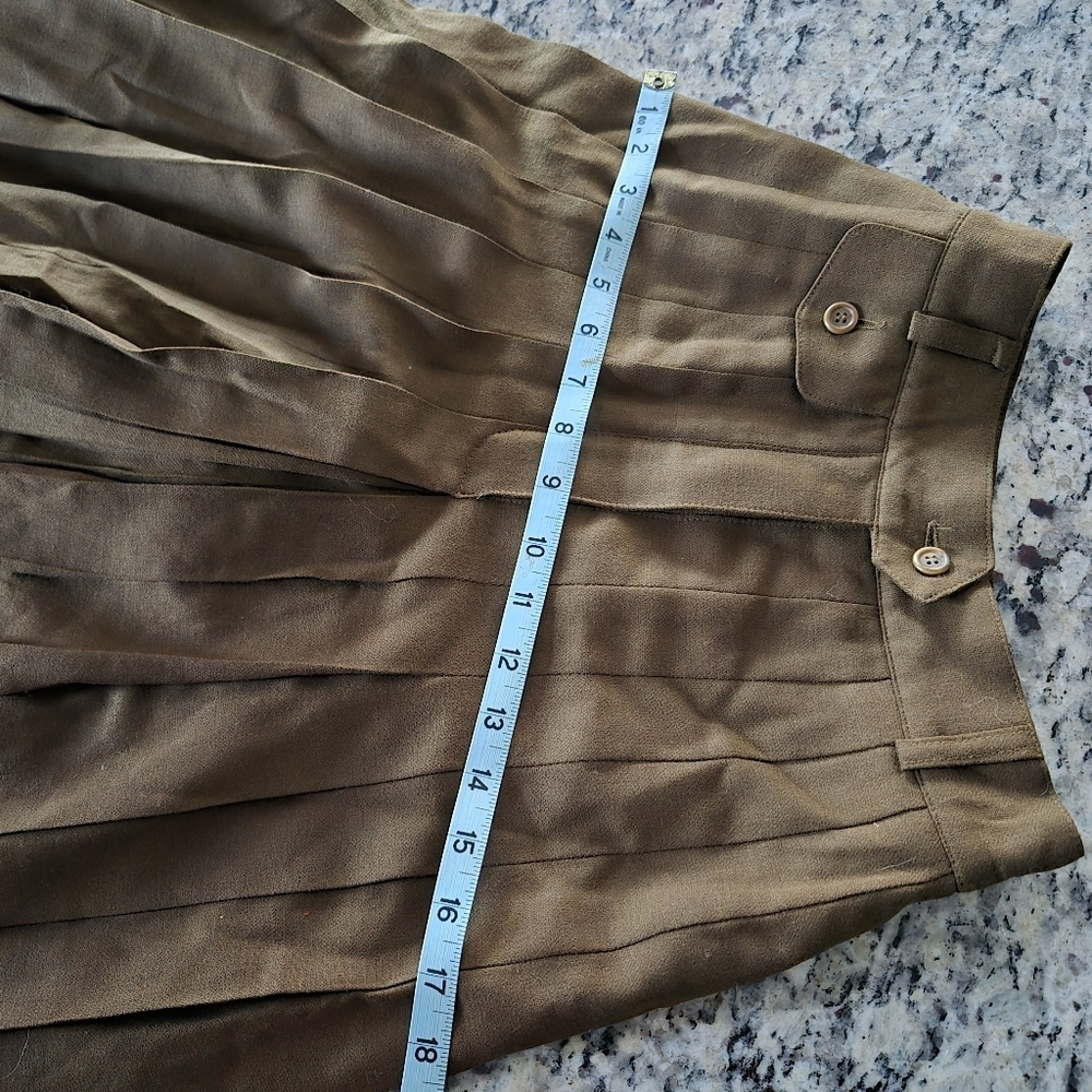 VTG Escada Margaretha Ley Wool Pleated Culottes Brown XS Dark Academia Pants - Picture 10 of 11